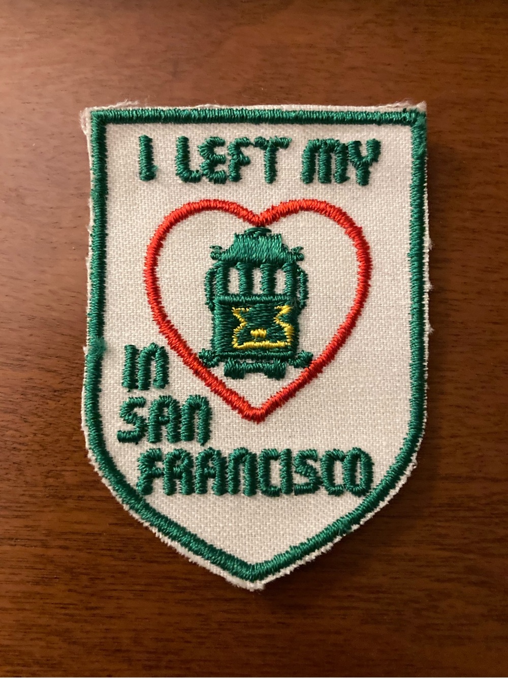 80s Patch I Left my Heart in San Francisco Cable Car Vintage Sew-On Patch